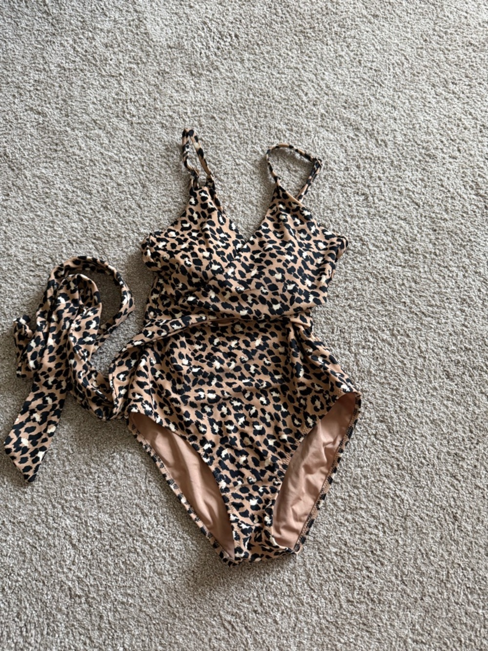 Aerie Wrap Waist Leopard Print One-Piece Swimsuit Size XS